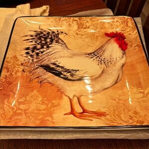 Certified International 10-1/2” Susan Winget Square Rooster Plate